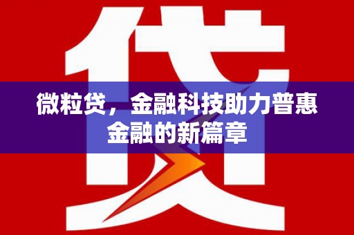 西和微粒贷，金融科技助力普惠金融的新篇章