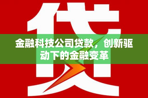 西和金融科技公司贷款，创新驱动下的金融变革