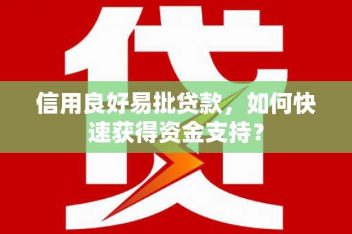 西和信用良好易批贷款，如何快速获得资金支持？