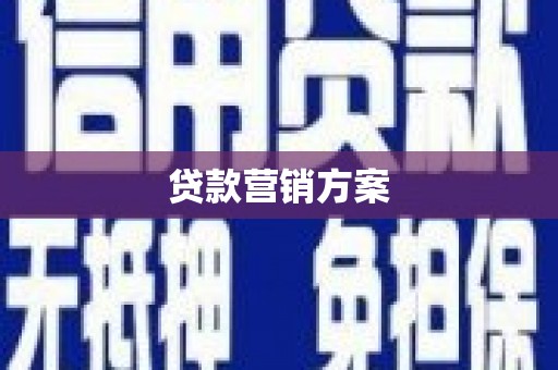 西和贷款营销方案