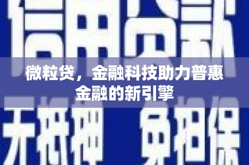 西和微粒贷，金融科技助力普惠金融的新引擎