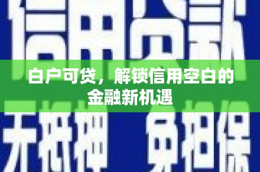 西和白户可贷，解锁信用空白的金融新机遇