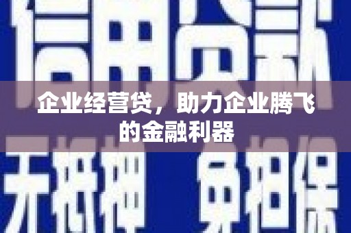 西和企业经营贷，助力企业腾飞的金融利器