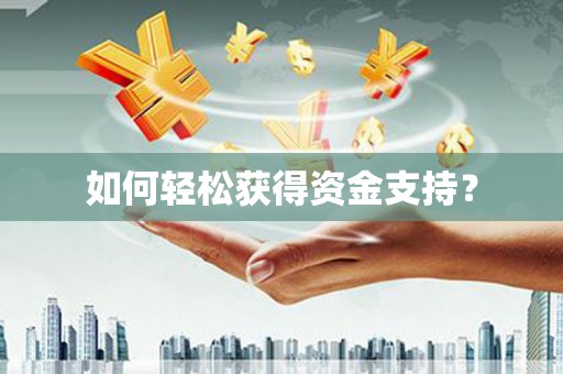 西和如何轻松获得资金支持？